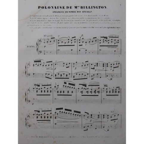 STEIBELT Daniel Polonaise de Mme Billington Piano ca1855