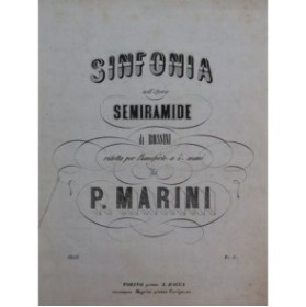 ROSSINI G. Semiramide Sinfonia Piano 4 mains XIXe