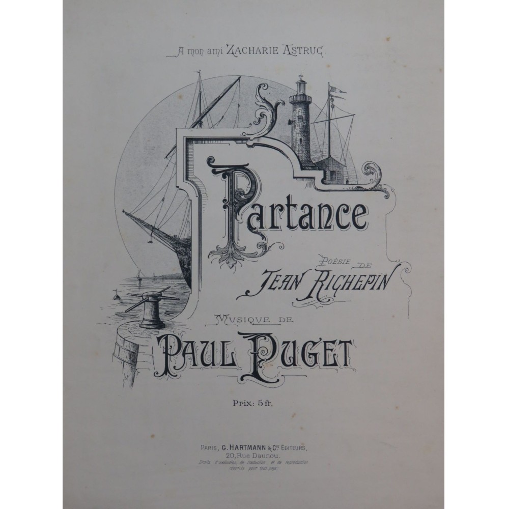 PUGET Paul Partance Chant Piano ca1890
