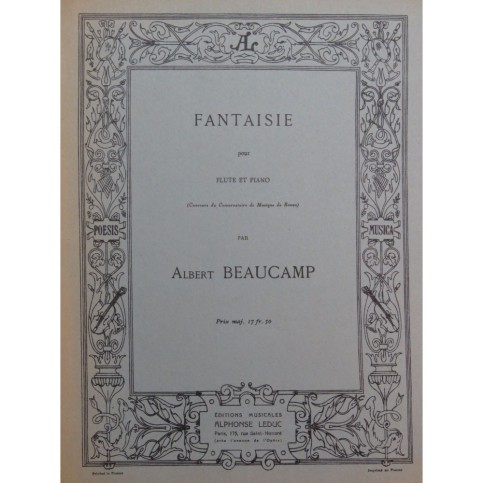 BEAUCAMP Albert Fantaisie Flûte Piano 1954