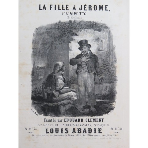 ABADIE Louis La Fille de Jérôme Chant Piano ca1850