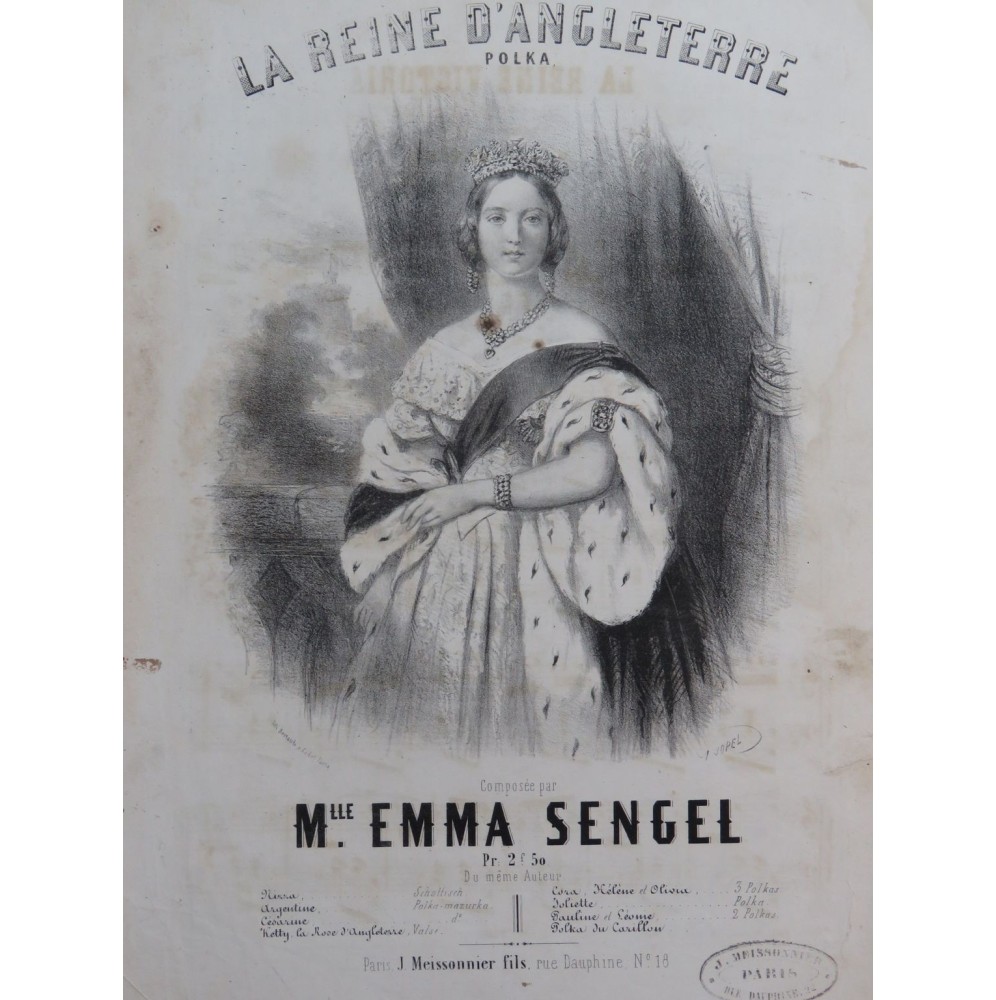 SENGEL Emma La Reine d'Angleterre Piano ca1855