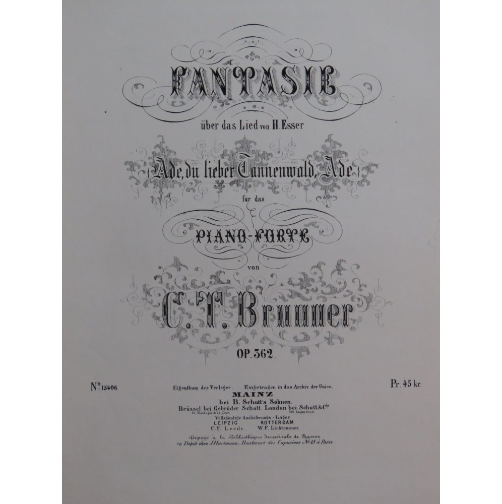 BRUNNER C. T. Fantaisie op 362 Piano ca1860