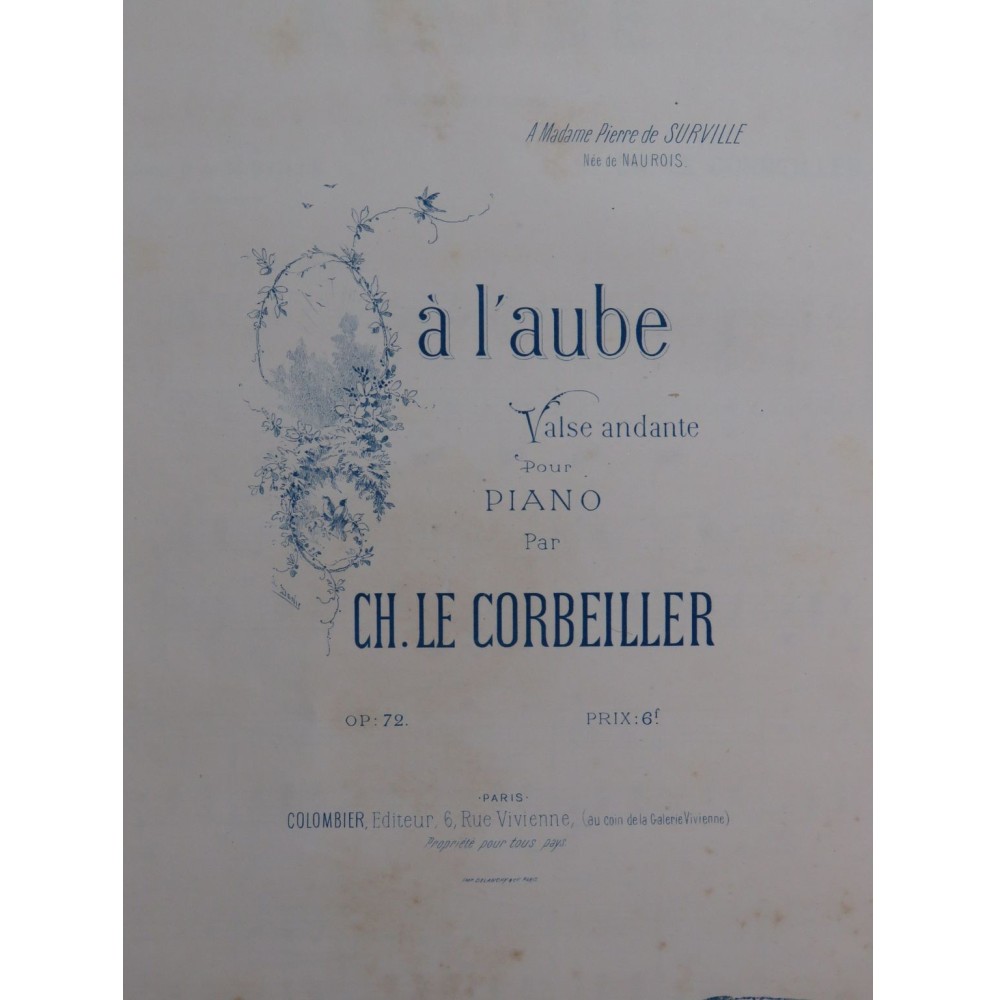 LE CORBEILLER Charles A l'Aube Piano 1984