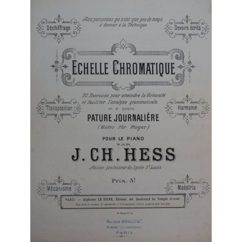 HESS J. Ch. Echelle Chromatique 30 Exercices Piano