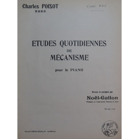 POISOT Charles Études Quotidiennes de Mécanisme Piano