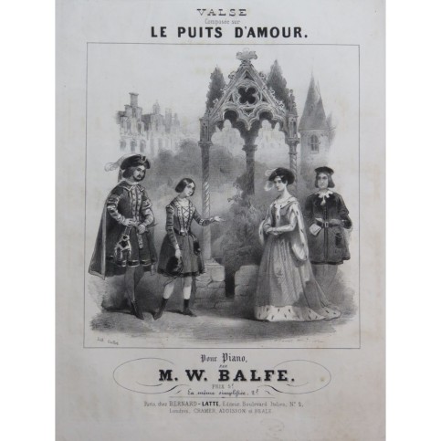 BALFE M. W. Valse sur Le Puits d'Amour Piano ca1840