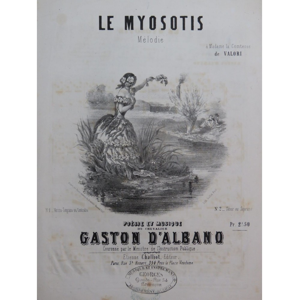 D'ALBANO Gaston Le Myosotis Chant Piano XIXe siècle