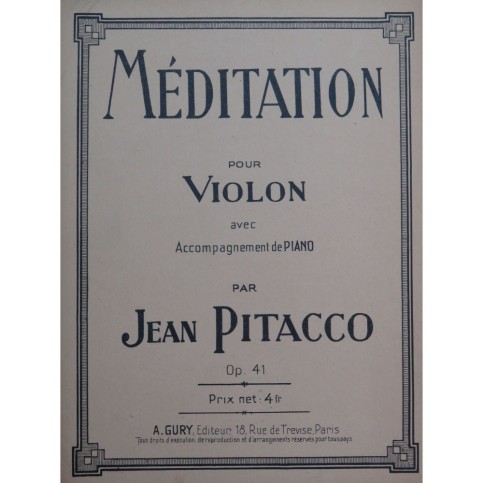 PITACCO Jean Méditation Piano Violon