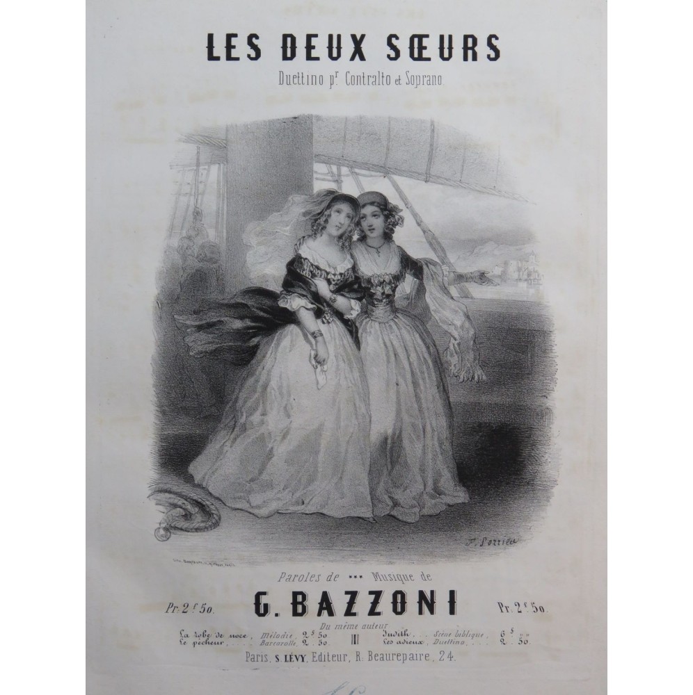 BAZZONI Giovanni Les Deux Sœurs Chant Piano ca1850