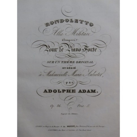ADAM Adolphe Rondoletto op 86 Piano ca1830