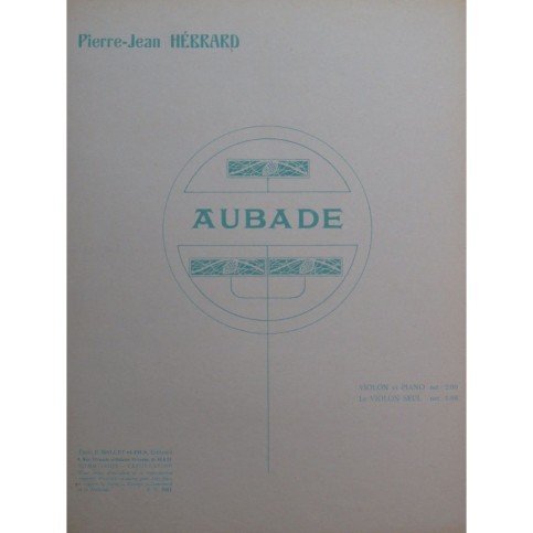 HÉRRARD Pierre-Jean Aubade Violon Piano ca1925