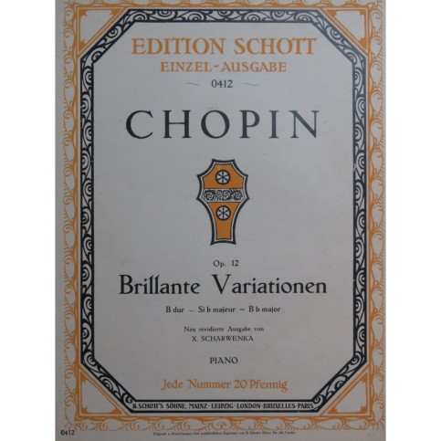 CHOPIN Frédéric Variations Brillantes op 12 Piano