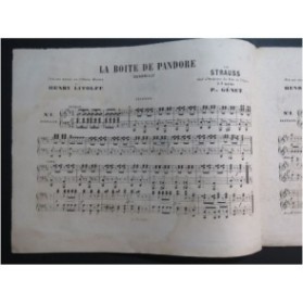 STRAUSS La Boite de Pandore Quadrille Piano 4 mains ca1870