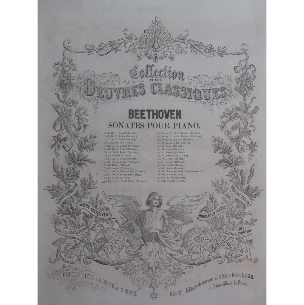 BEETHOVEN Sonate op 29 No 1 Piano ca1850