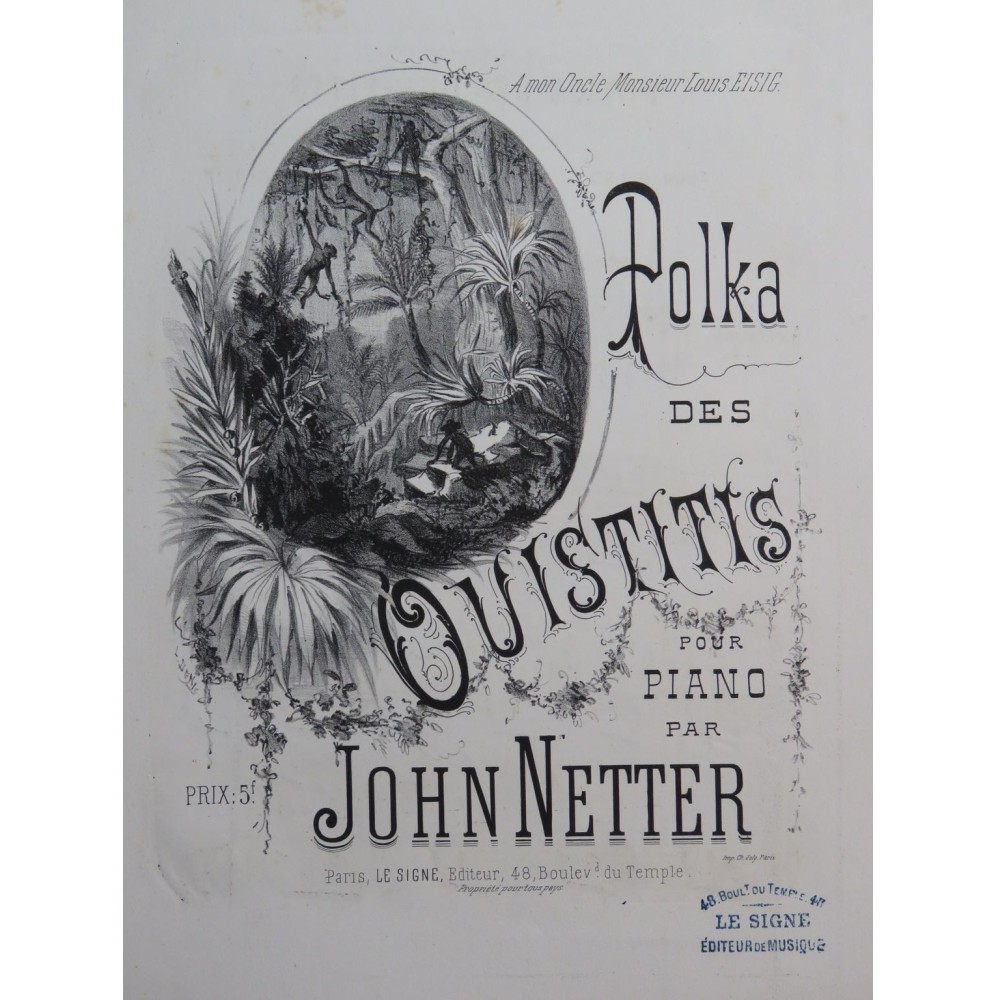NETTER John Polka des Ouistitis Piano ca1880