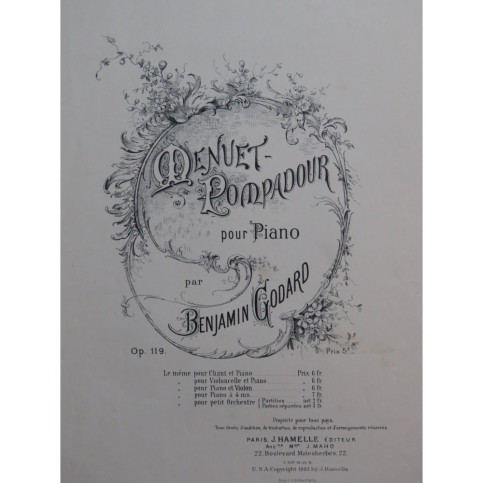 GODARD Benjamin Menuet Pompadour Piano 1903
