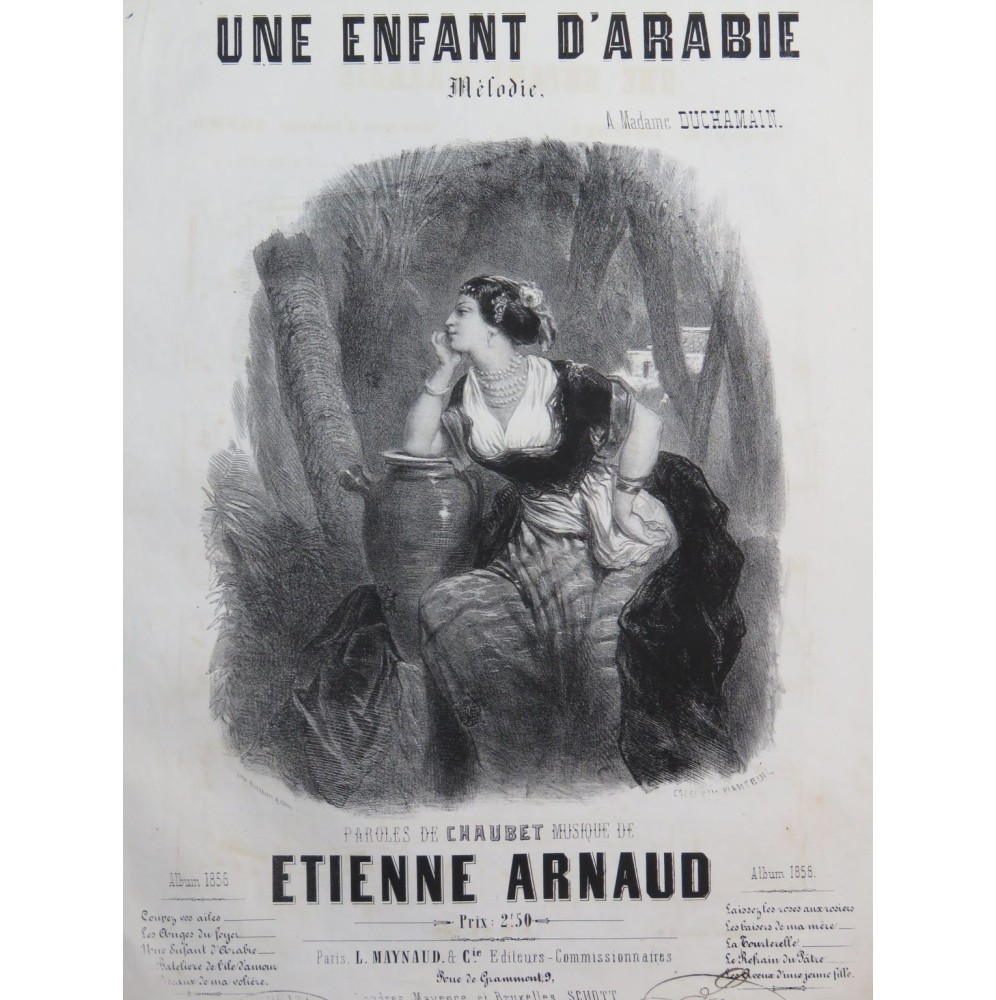 ARNAUD Étienne Une Enfant d'Arabie Nanteuil Chant Piano 1856