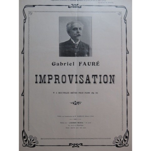 FAURÉ Gabriel Improvisation op 84 No 5 Piano 1909