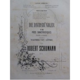 SCHUMANN Robert Die Davidsbündler op 6 Piano ca1862