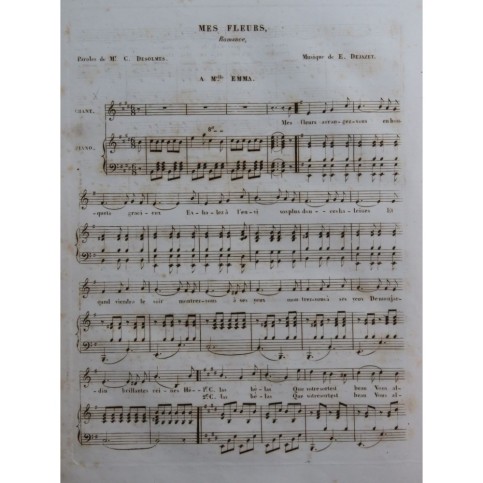 DEJAZET Eugène Mes Fleurs Chant Piano XIXe siècle