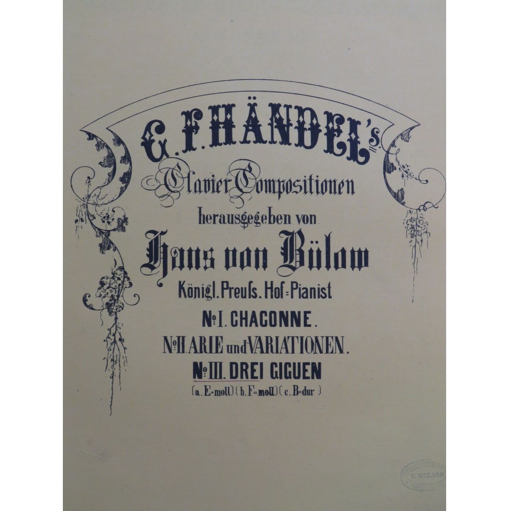 HAENDEL G. F. Drei Giguen Piano ca1865