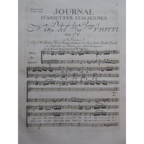 VIOTTI J. B. Che gioja che contento veder Chant Orchestre 1791