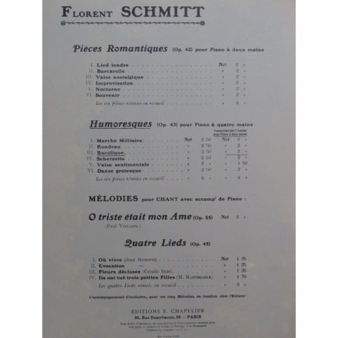 SCHMITT Florent Bucolique Piano 1913