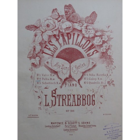 STREABBOG Louis Les Papillons No 2 Polka Piano ca1875