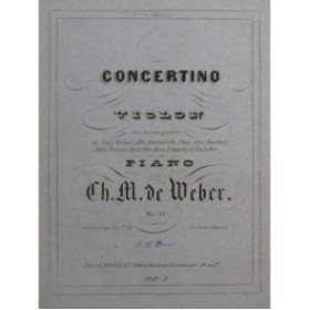 WEBER Concertino op 26 Piano Violon ca1856