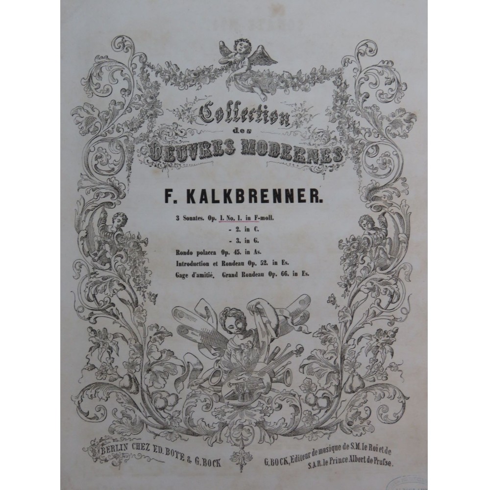 KALKBRENNER Frédéric Sonate op 1 No 1 Piano ca1850