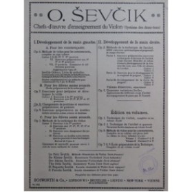 SEVCIK Otakar Changements de positions op 8 Violon 1927
