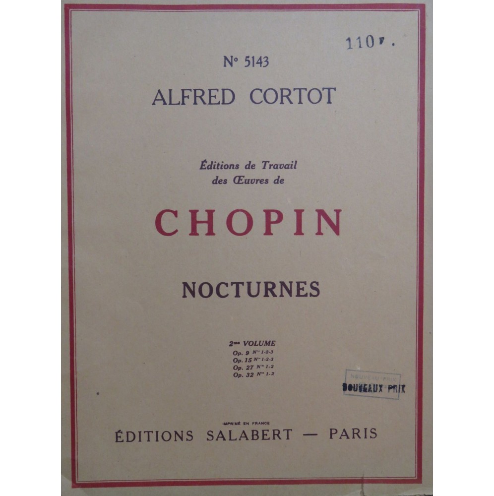 CHOPIN Frédéric Nocturnes 2e Volume Cortot Piano 1945