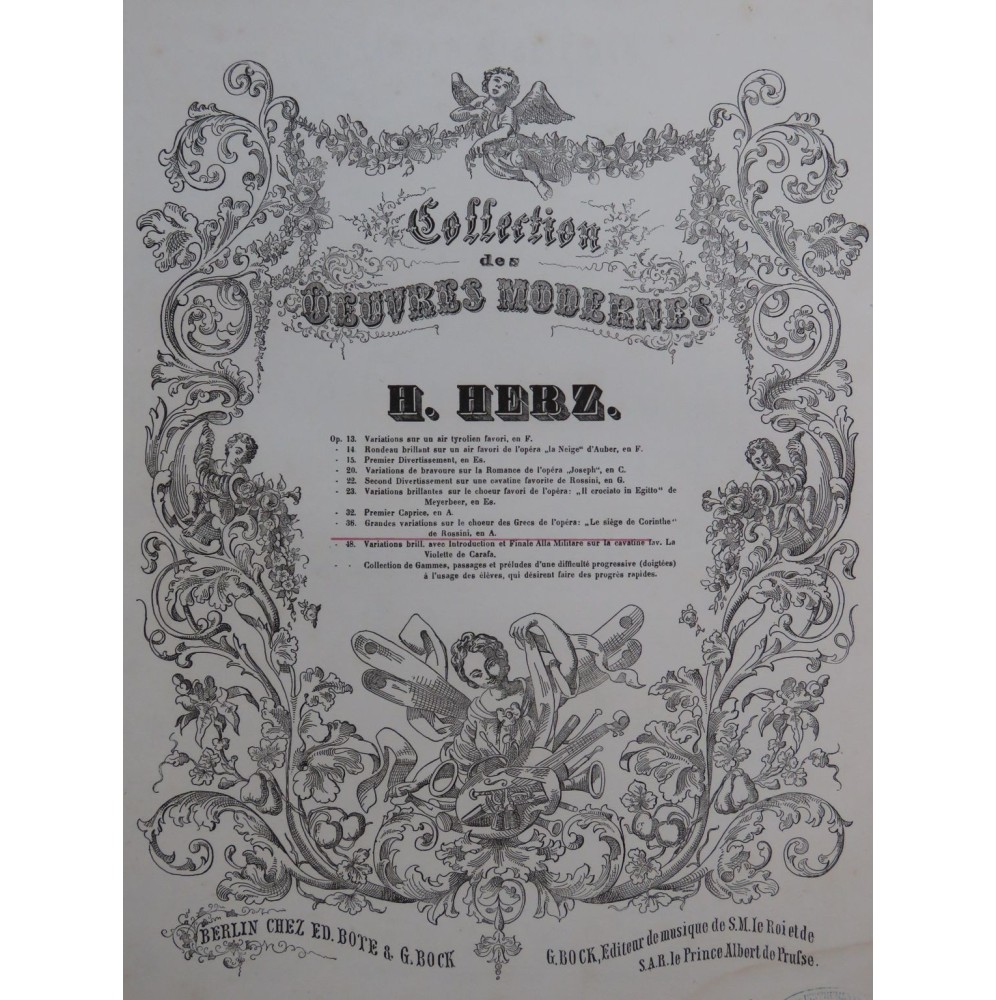 HERZ Henri Grandes Variations Le Siège de Corinthe op 36 Piano ca1840