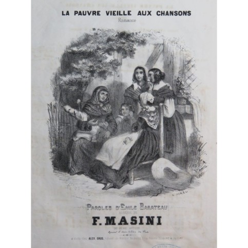 MASINI F. La pauvre vieille aux chansons Chant Piano ca1840