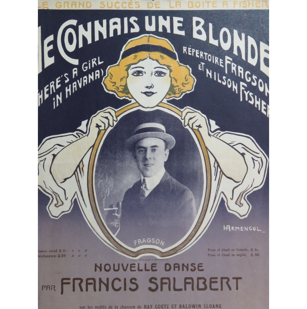 SALABERT Francis Je connais une Blonde Piano 1912