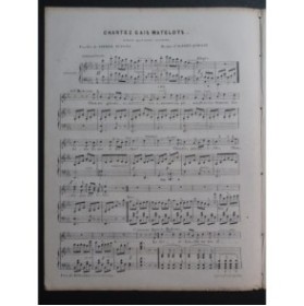 QUIDANT Alfred Chantez Gais Matelots Chant Piano ca1850