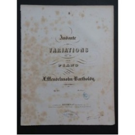 MENDELSSOHN Andante avec Variations op 83 Piano ca1850