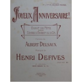 DEFIVES Henri Joyeux Anniversaire Chant Piano