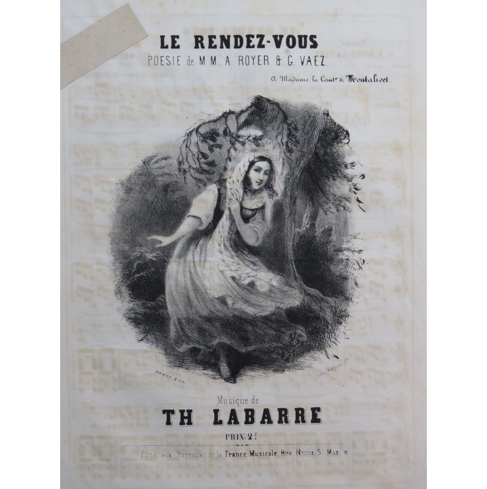 LABARRE Théodore Le Rendez-vous Chant Piano ca1840