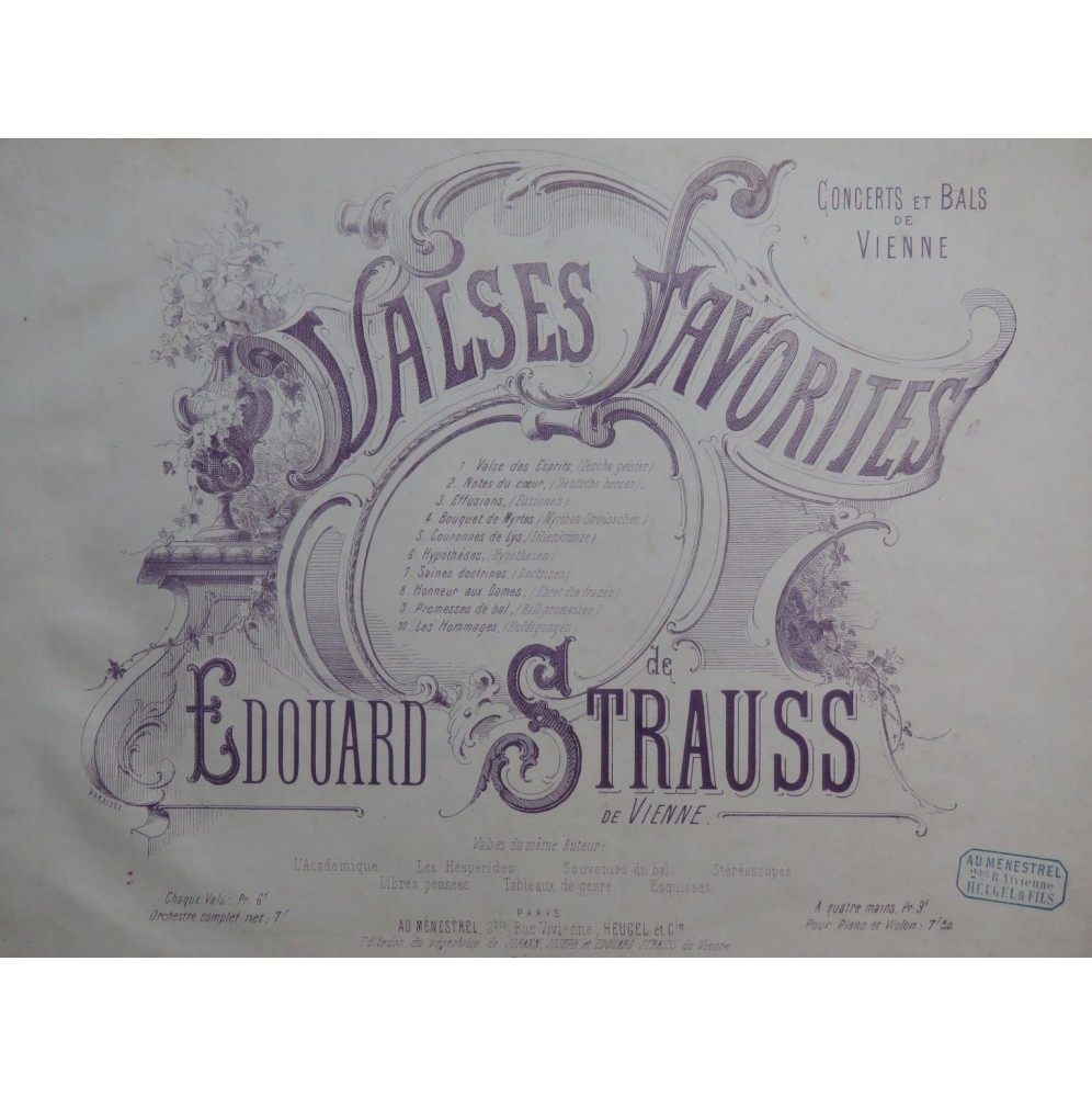 STRAUSS Edouard Saines Doctrines Piano ca1874
