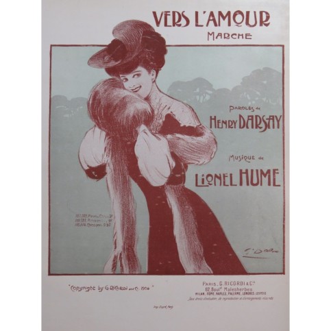 HUME Lionel Vers L'Amour Chant Piano 1904