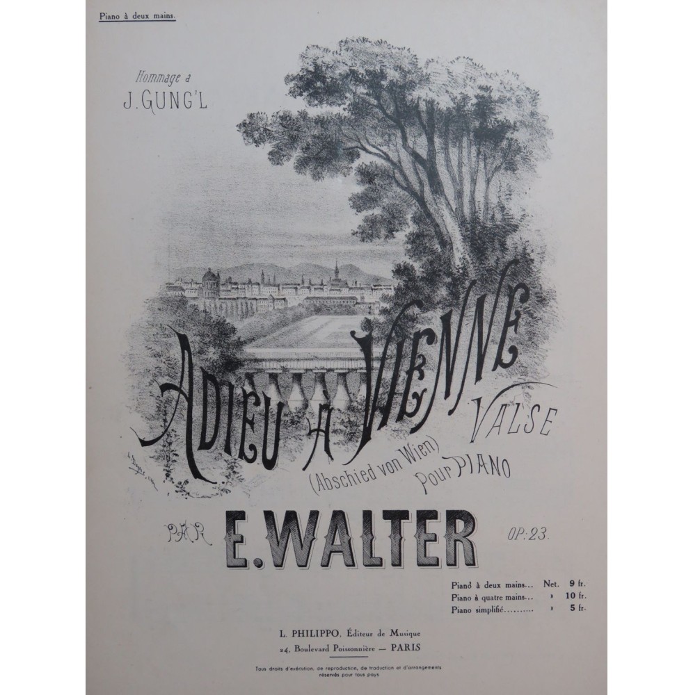 WALTER E. Adieu à Vienne Piano ca1916