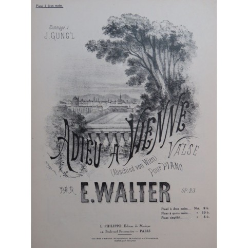 WALTER E. Adieu à Vienne Piano ca1916