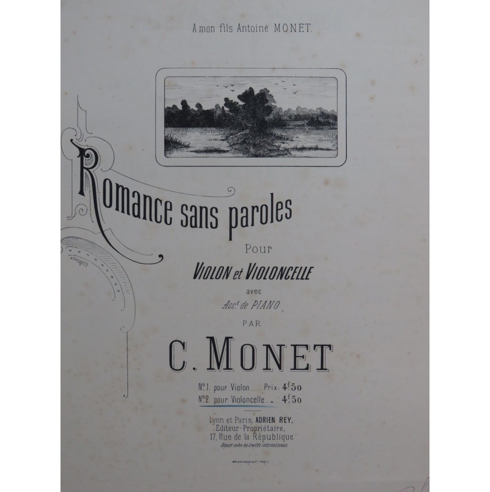 MONET C. Romance sans paroles Violoncelle Piano ca1890