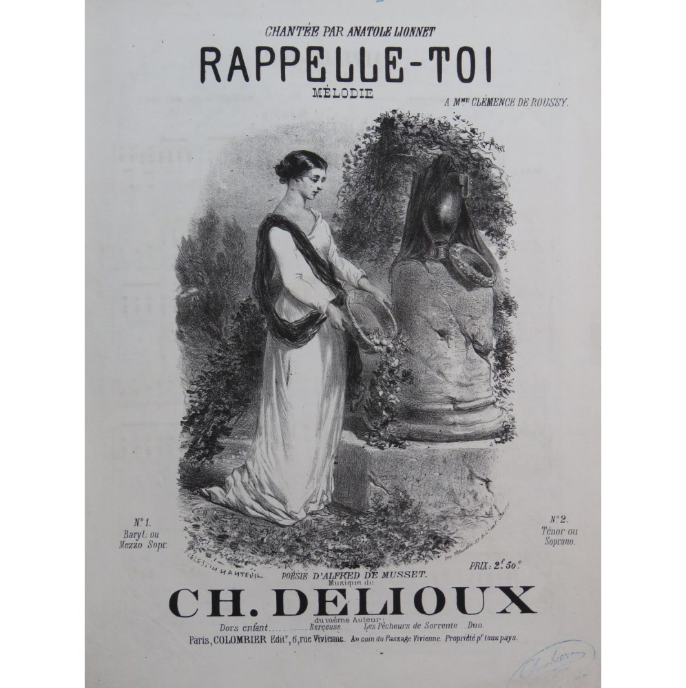 DELIOUX Charles Rappelle-Toi Nanteuil Chant Piano ca1860