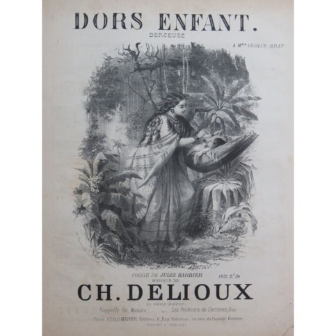 DELIOUX Charles Dors Enfant Chant Piano ca1860