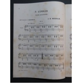 WEKERLIN J. B. 3 Ländler Valses Alsaciennes Piano 4 mains ca1885