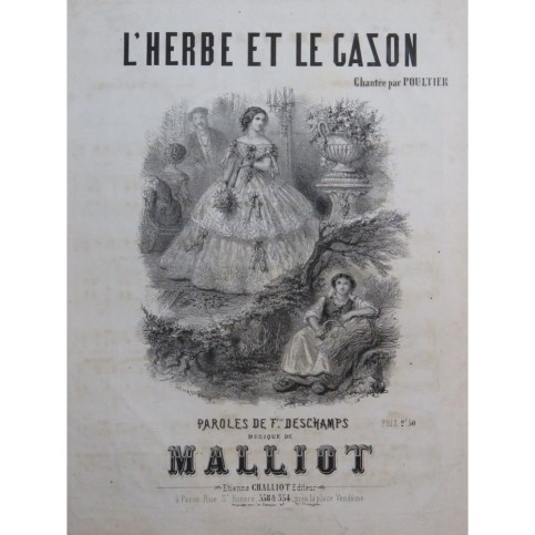 MALLIOT L'Herbe et le Gazon Chant Piano ca1850