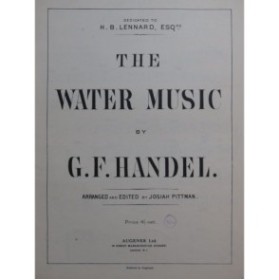 HAENDEL G. F. The Water Music Piano